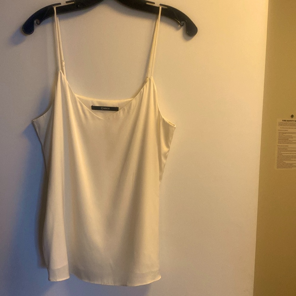 Quince Ivory Washable Stretch Silk V-Neck Cami Medium - Never worn